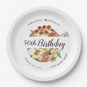 Assiettes En Carton Aquarelle Charcuterie Italie Anniversaire