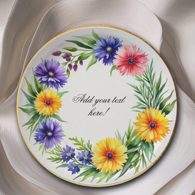 Assiettes En Carton Aquarelle Chrysanthemum Élégant (Créateur téléchargé)