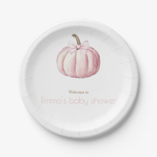 Assiettes En Carton Aquarelle Citrouille rose Plaques de Baby shower