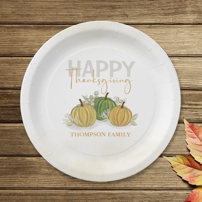 Assiettes En Carton Aquarelle Citrouille simple Bon thanksgiving gourd (Créateur téléchargé)