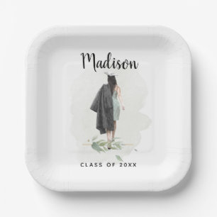 Assiettes En Carton Aquarelle College Graduation Votre nom Grad Party