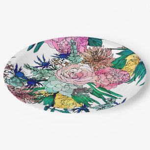 Assiettes En Carton Aquarelle colorée et élégante