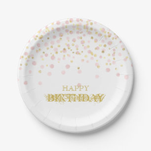 Assiettes En Carton Aquarelle Confetti Joyeux Anniversaire Élégant Chi
