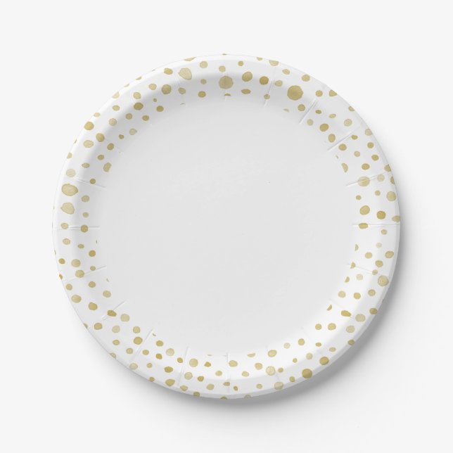 Assiettes En Carton Aquarelle Confetti Saffron Points Aquarelle Plaque (Devant)