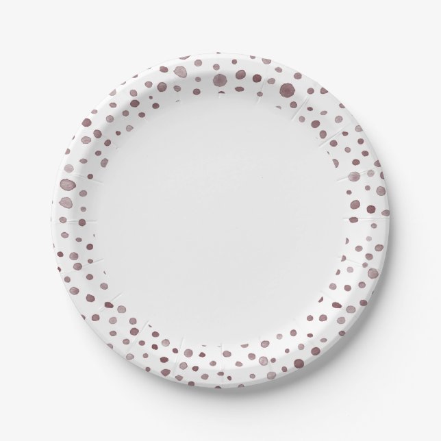 Assiettes En Carton Aquarelle Confetti Vin Points Papier Plaque (Devant)