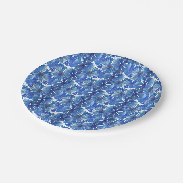 Assiettes En Carton aquarelle cornflower glaçure (Angle)