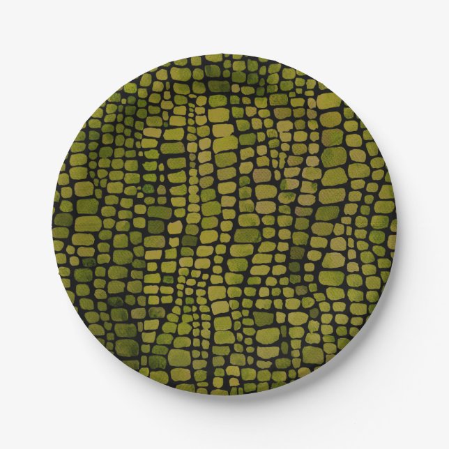 Assiettes En Carton Aquarelle Crocodile Imprimer (Devant)
