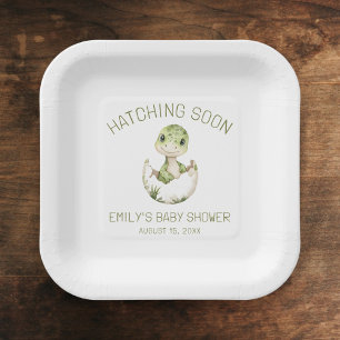 Assiettes En Carton Aquarelle Cute Dinosaur Hatching Bientôt Baby show