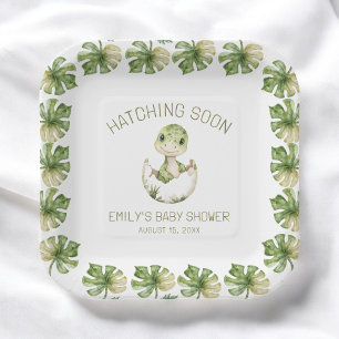 Assiettes En Carton Aquarelle Cute Dinosaur Hatching Bientôt Baby show