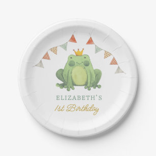Assiettes En Carton Aquarelle Cute Frog 1er Anniversaire