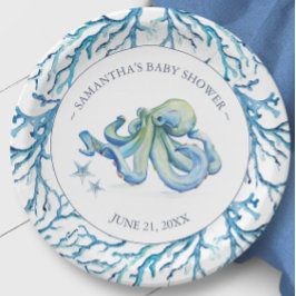 Assiettes En Carton Aquarelle Cute Octopus Plaques de papier personnal