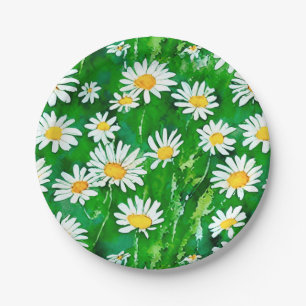 Assiettes En Carton Aquarelle dans un champ vert