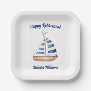 Assiettes En Carton Aquarelle de bateau à voile de retraite