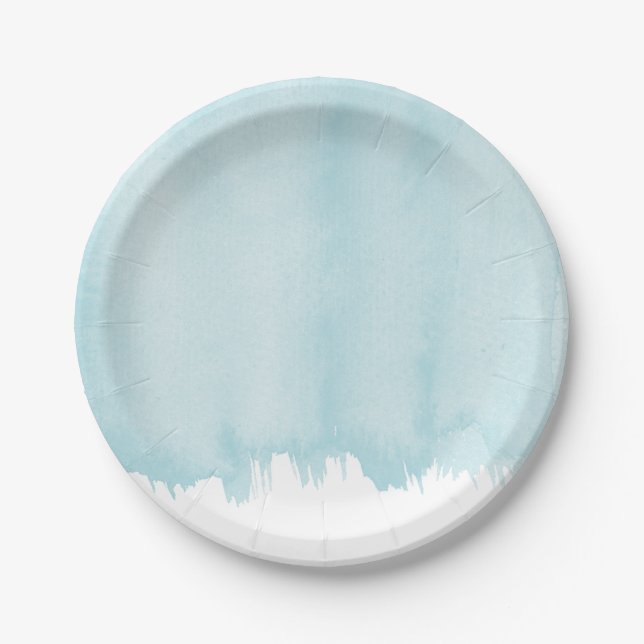 Assiettes En Carton Aquarelle de bleu d'océan (Devant)