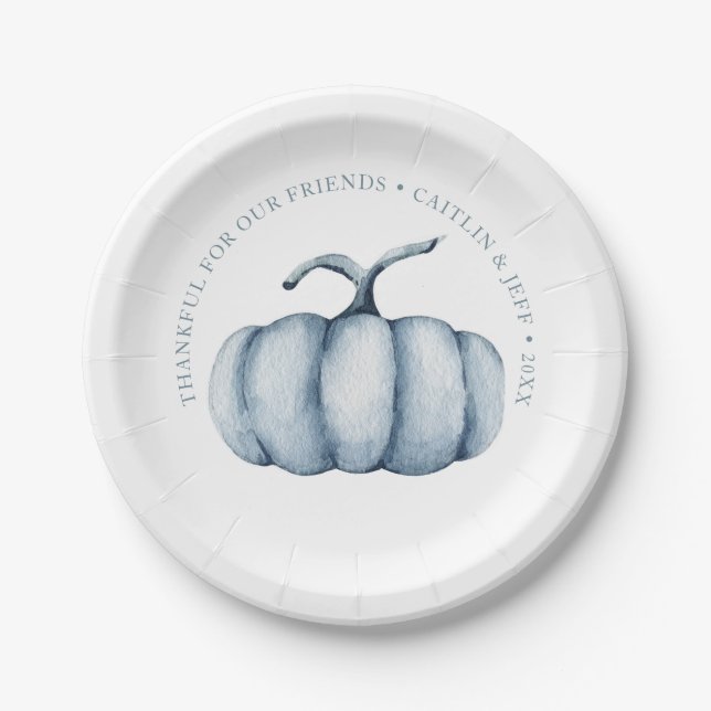 Assiettes En Carton Aquarelle de citrouille Thanksgiving personnalisée (Devant)