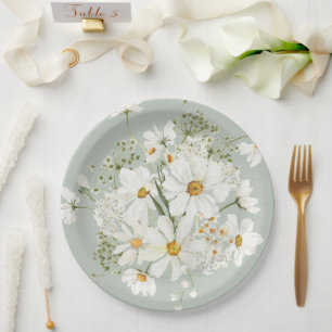 Assiettes En Carton Aquarelle de fleurs de marguerites