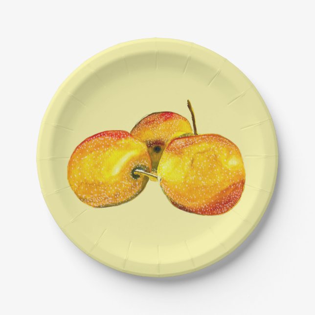 Assiettes En Carton Aquarelle de fruit jaune perruque (Devant)