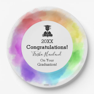 Assiettes En Carton Aquarelle de Graduation Plaques papier Regarder HA