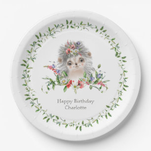 Assiettes En Carton Aquarelle de hérisson Plat de papier personnalisé 
