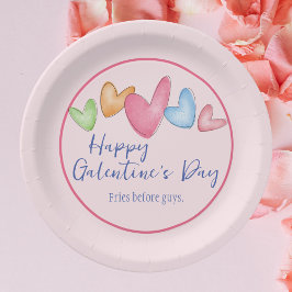 Assiettes En Carton Aquarelle de la Saint-Galentin Coeurs Plaque en pa