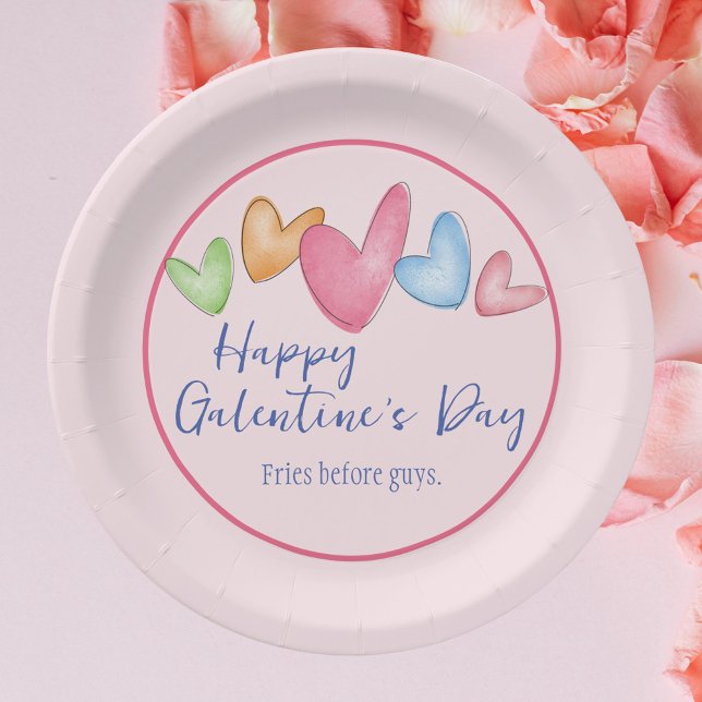 Assiettes En Carton Aquarelle de la Saint-Galentin Coeurs Plaque en pa (Créateur téléchargé)