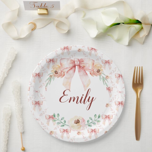 Assiettes En Carton Aquarelle de l'arc coquette (Mariage)