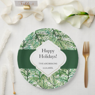 Assiettes En Carton Aquarelle de pin vert