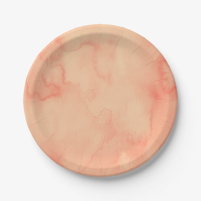 Assiettes En Carton Aquarelle de sorbet de pêche (Devant)