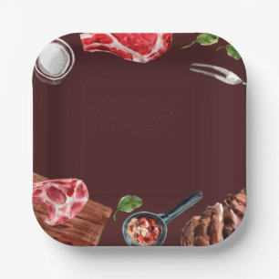 Assiettes En Carton Aquarelle des aliments à vapeur