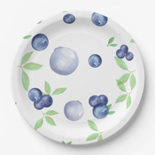 Assiettes En Carton Aquarelle d'été Blueberry