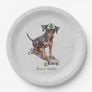 Assiettes En Carton Aquarelle Doberman Plaque en papier