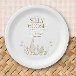 Assiettes En Carton Aquarelle d'oie soie Baby shower neutre pour le ge