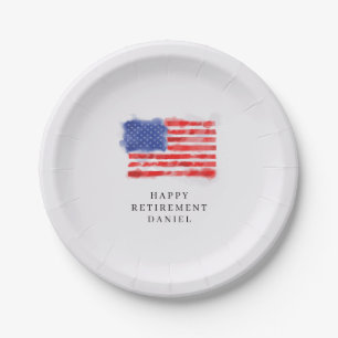 Assiettes En Carton Aquarelle drapeau américain