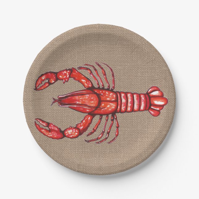 Assiettes En Carton Aquarelle écrevisse Burap (Devant)