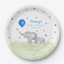 Assiettes En Carton Aquarelle Eléphants Végétation Bébé Garçon douche