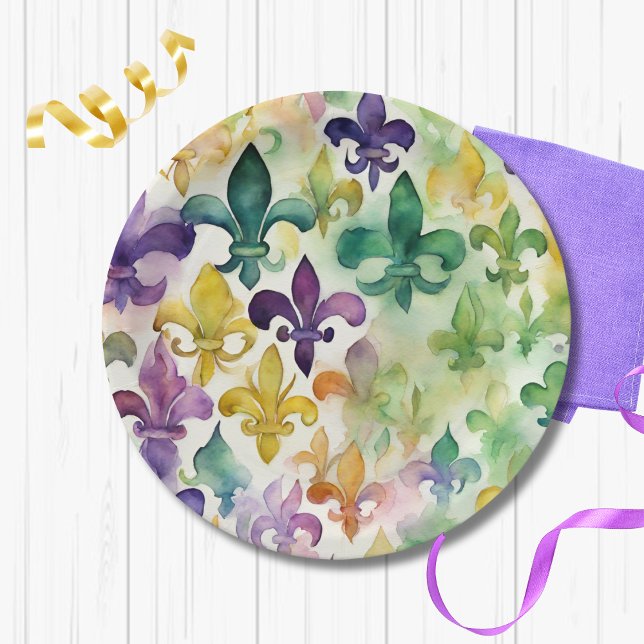 Assiettes En Carton Aquarelle esthétique Mardi Gras (Créateur téléchargé)