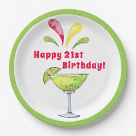 Assiettes En Carton Aquarelle festive Margarita | Anniversaire