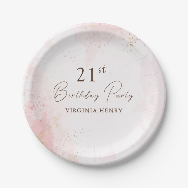 Assiettes En Carton Aquarelle fête du 21e anniversaire (Devant)