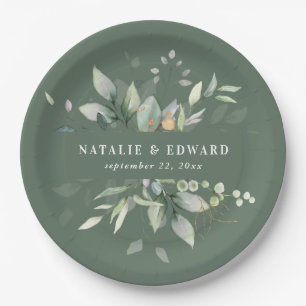 Assiettes En Carton Aquarelle feuillage de mariage décoration de fête 