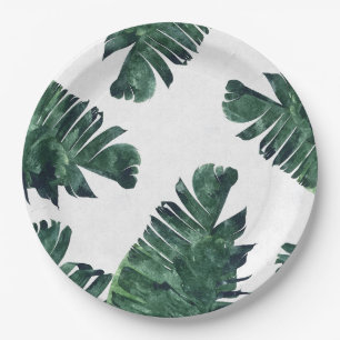 Assiettes En Carton Aquarelle Feuille banane