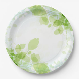 Assiettes En Carton Aquarelle Feuille de printemps