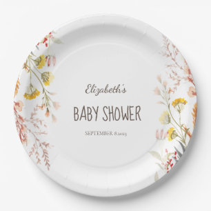 Assiettes En Carton Aquarelle Fleur sauvage pré séchée