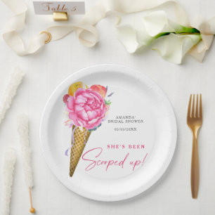 Assiettes En Carton Aquarelle FLEURS CRÈME GLACE - douche nuptiale