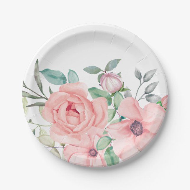Assiettes En Carton Aquarelle flou (Devant)