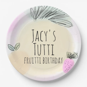Assiettes En Carton Aquarelle Fruits d'anniversaire Fête à main