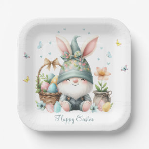 Assiettes En Carton Aquarelle Gnome de Pâques personnalisée