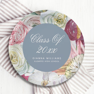 Assiettes En Carton Aquarelle Grad Floral Élégant Graduation Moderne
