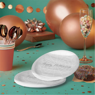 Assiettes En Carton Aquarelle gris araignée Web Halloween