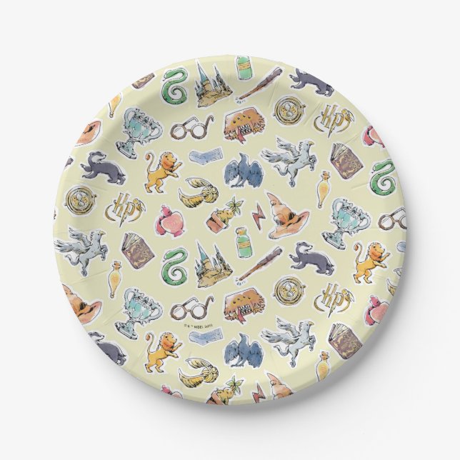 Assiettes En Carton Aquarelle Harry Potter Icons (Devant)