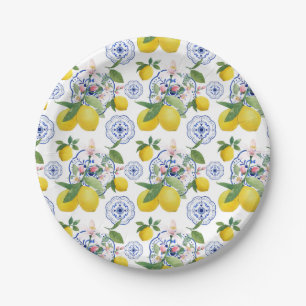 Assiettes En Carton Aquarelle Italienne Carrelage Citron Motif